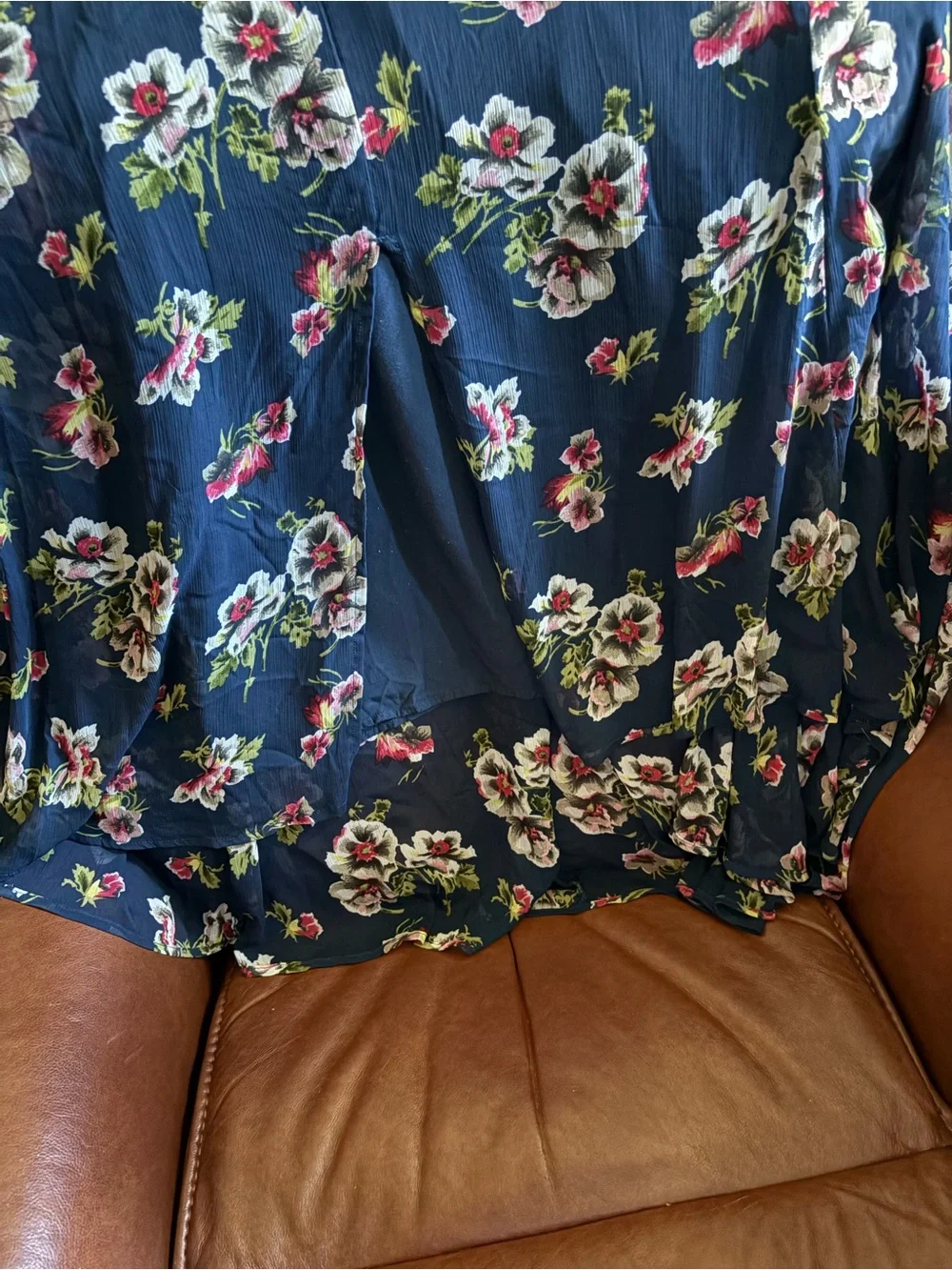 Abercrombie & Fitch Navy Floral Maxi Dress V- Neck, Flutter Sleeves, Waist Tie